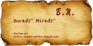Borkó Mirkó névjegykártya